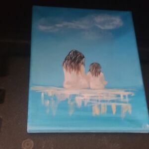 Mother and Child Blue Canvas Art